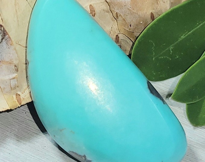 Natural Top Grade Arizona Kingman Turquoise Freeform Cabochon 29mm x 15mm 20ct Wire Wrapping, Weaving, Pendant ET28