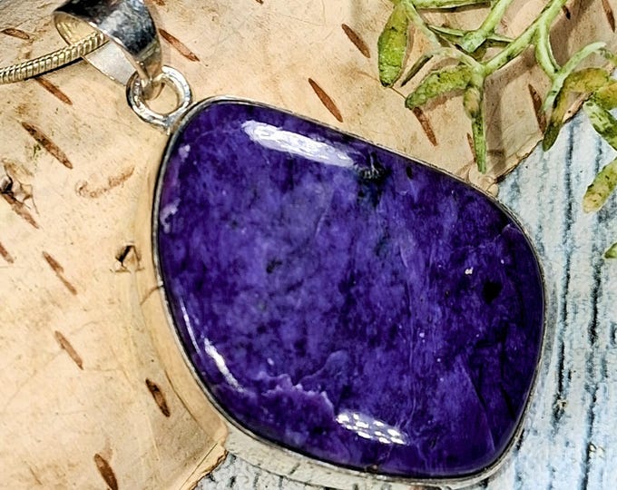 Charoite Pendant, Charoite Sterling Silver Pendant, Premium Grade Charoite Pendant, Statement Pendant, Gift for Her, Handmade Pendant, KB30