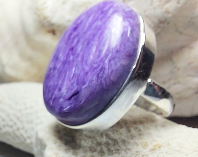 Charoite Ring,.925 Sterling Silver Charoite Ring, Size 5 Charoite Ring, Statement Ring, Size 5 Sterling Silver Ring, Gift for her GG