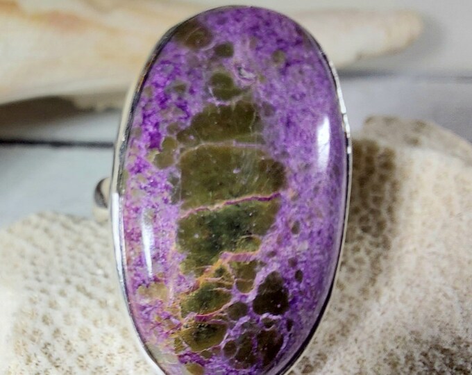 Natural Premium Grade Stichtite Sterling Silver Ring, Boho Ring, Statement Ring; Handmade Ring, Premium Grade Stichtite, Ring Size 5 1/2 GP