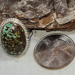 Tibetaans turkoois sterlingzilveren ring, turquoise boho-ring, statementring; Handgemaakte ring, premium tibetturkoois, kwaliteitsringmaat 6,25 &quot;