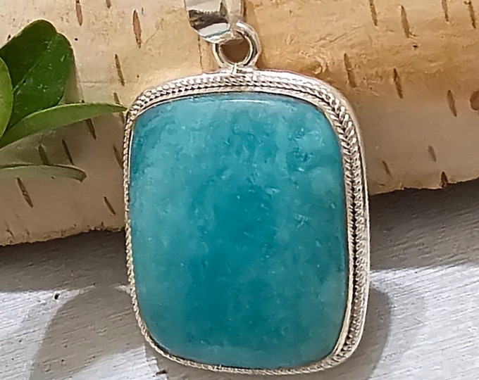 Amazonite Sterling Silver Pendant, Handmade Amazonite Pendant, Gift for Her, Statement Amazonite Pendant, FW28
