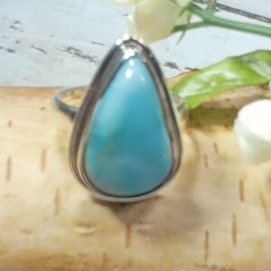 Anillo Larimar Republicano Dominicano, Anillo de Plata de Ley, Anillo de Plata Larimar, Anillo de Plata de Ley AA Larimar Tamaño 6