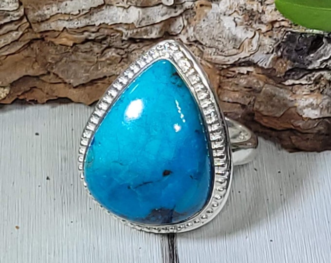 Shattuckite Sterling silver ring, Natural Shattuckite Ring, Quality Shattuckite Ring,.Silver handmade Shattuckite Ring, Boho Ring, Size 7.5
