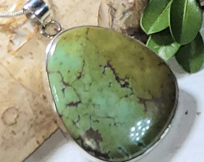 Natural AAA Grade Tibet Turquoise .925 Sterling Silver Pendant Weighs 9 Grams Measures 1 7/8" x 1 1/4 AF31
