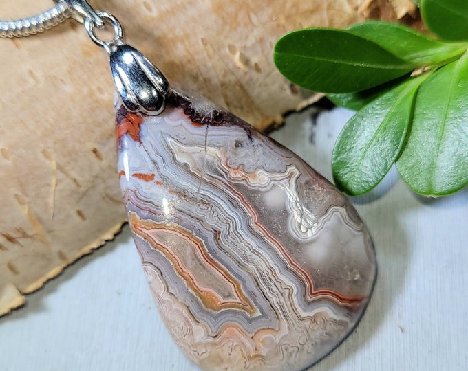 Crazy Lace Agate Pendant, Crazy Lace Agate Sterling Silver Pendant, Statement Pendant, Gift for Her, Handmade Pendant, DR10
