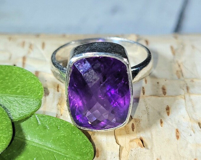 Amethyst Ring, Amethyst Sterling Silver Ring Size 5.5, Handmade Amethyst Sterling Silver Ring, Statement Ring, Gift for Her, BA