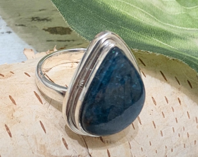 Natural Premium Grade Apatite Gemstone Ring, Handmade Apatite Sterling Silver Ring Size 6 3/4, Boho Ring, Statement Ring, HV, Gift for her