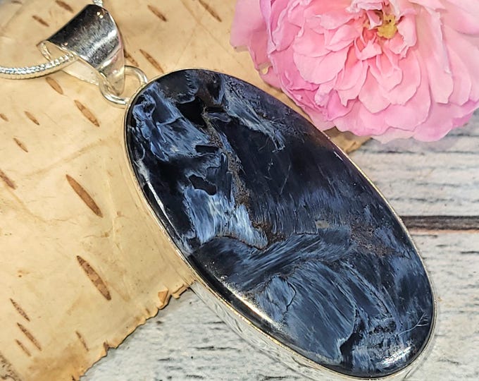 Handmade Pietersite Sterling Silver Pendant: Statement Jewelry, JV02