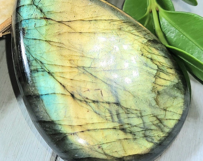 Natural Huge Multi-Flash Labradorite Pear Cabochon 135ct 27 Grams 52mm x 36mm Wire Wrapping, Weaving or Pendant, Collector LB30