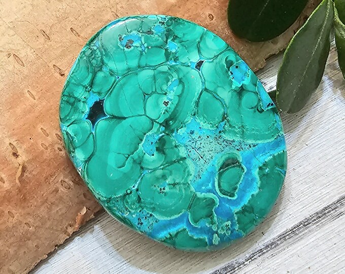 Chrysocolla Malachite Cabochon, Oval Malachite Cab, Handmade cabochon, Chrysocolla Oval cabochon, Wire wrapping cabochon, FM04