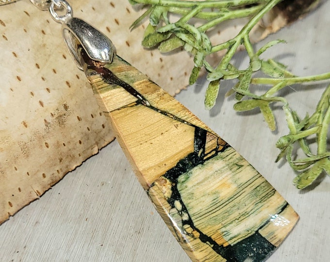 Picasso Jasper Pendant, Scenic Picasso Jasper Sterling Silver Pendant, Handmade Jasper Pendant, Gift for Her, Statement Pendant, HJ31