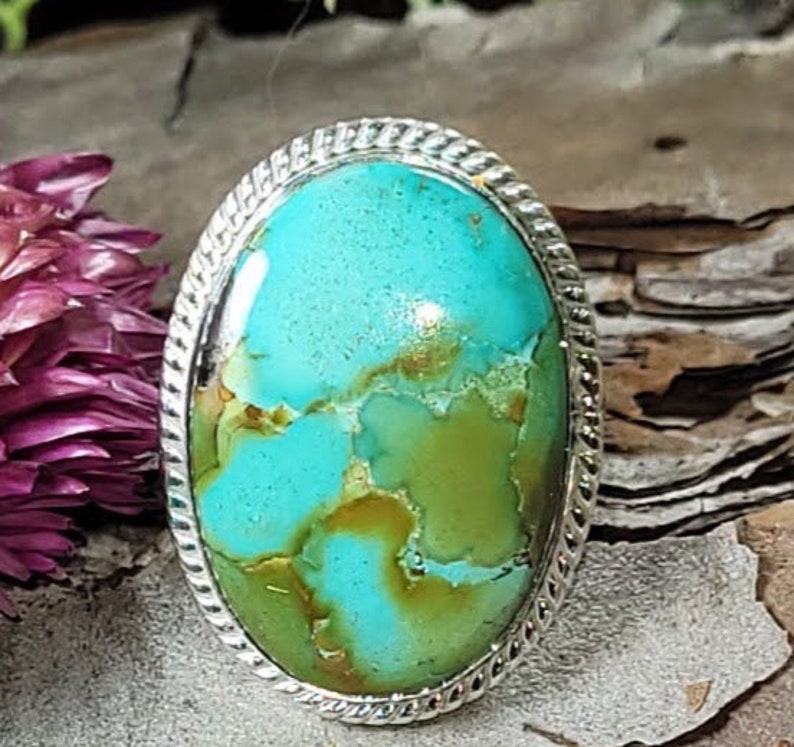 Tibetan Turquoise Sterling Silver Ring, Turquoise Boho Ring, Statement ...