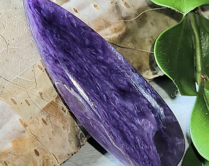 Natural AAA Charoite Pear Cabochon 20ct 36mm x 12mm Wire Wrapping, Weaving, Pendant EV20