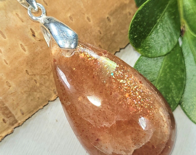 Sunstone Pendant, Sunstone Sterling Silver Pendant, Handmade Pendant, Statement Pendant, Gift for Her, FW13