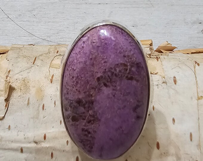 Natural Premium Grade Stichtite Sterling Silver Ring, Boho Ring, Statement Ring; Handmade Ring, Premium Grade Stichtite, Ring Size 9 GF