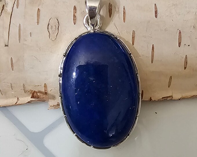 Lapis Lazuli Pendant, Lapis Sterling Silver Pendant, Handmade Pendant, Gift for Her, Statement Pendant, HF09