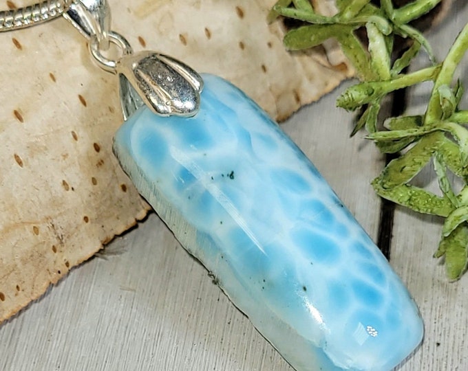 Larimar Pendant, Larimar Sterling Silver Pendant, Handmade Larimar Pendant, Statement Larimar Pendant, Gift for Her, HH25