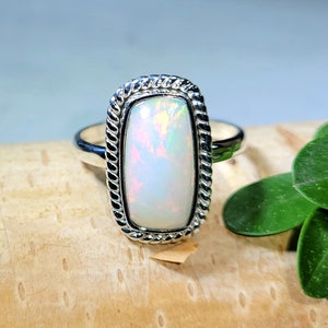 Ethiopian Opal Ring, Ethiopian Opal Sterling Silver Ring, Multi Color Opal Ring, Statement Ring, Handmade Ring, Gift for Her, DS Size 9