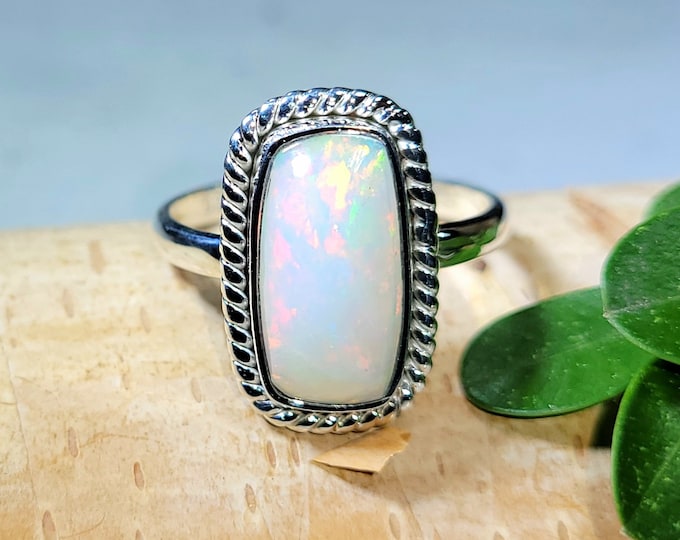 Ethiopian Opal Ring, Ethiopian Opal Sterling Silver Ring, Multi Color Opal Ring, Statement Ring, Handmade Ring, Gift for Her, DS Size 9