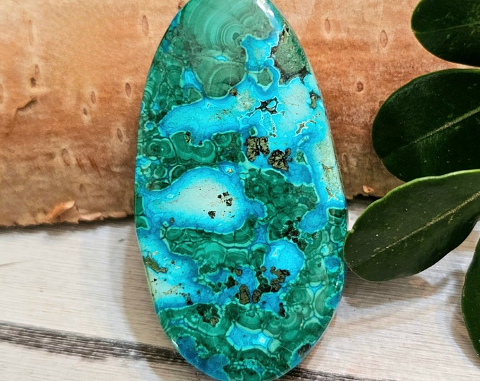 Chrysocolla Malachite Cabochon, Oval Malachite Cab, Handmade cabochon, Chrysocolla Oval cabochon, Wire wrapping cabochon, FM10
