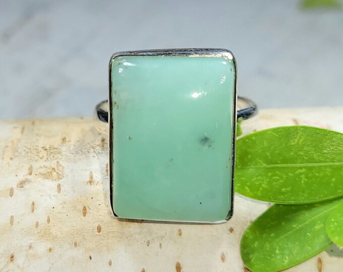 Chrysoprase Ring, Chrysoprase Sterling Silver Ring Size 6, Handmade Chrysoprase Sterling Silver Ring, Statement Ring, Gift for Her, FH