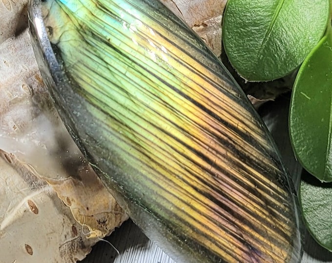 Natural Bright Multi-Flash Labradorite Oval Cabochon 50ct 10 Grams 41mm x 18mm Wire Wrapping, Weaving or Pendant, Collector LE01