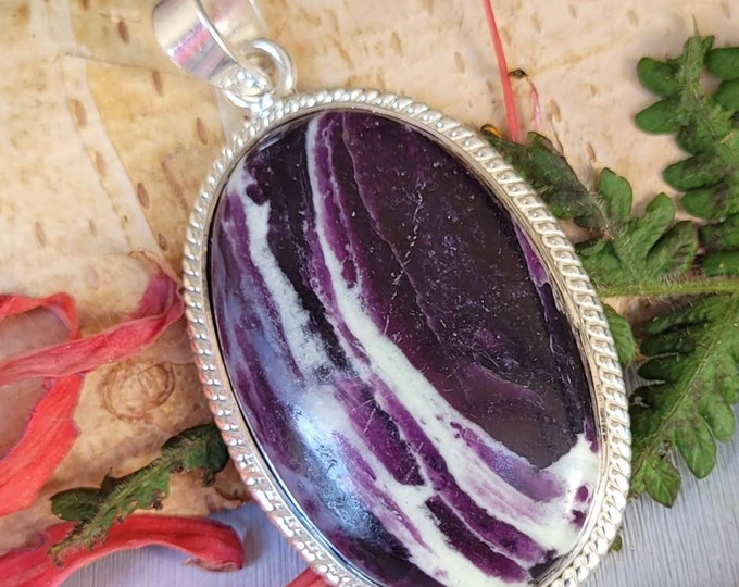 Natural Rare High Grade Kammererite .925 Sterling Silver Pendant 2" x 1" 12 Grams CW21, Kammererite Pendant, Gift for Her, Statement Pendant
