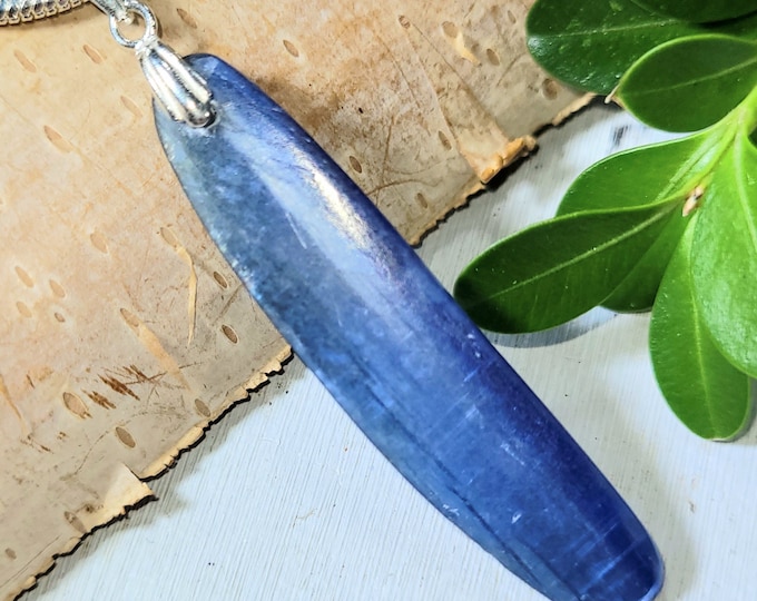 Kyanite Pendant, Kyanite Sterling Silver Pendant, Kyanite Cabochon Sterling Silver Pendant, Gift for Her, Handmade Kyanite Pendant, DR06
