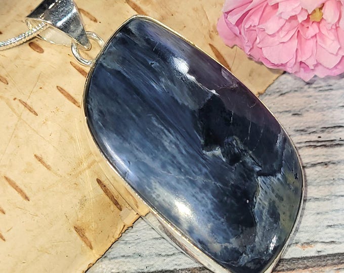 Handmade Pietersite Sterling Silver Pendant: Freeform Statement Jewelry JV10