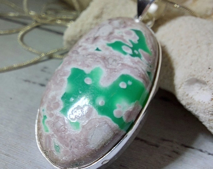 Natural Premium Variscite Pendant, .925 Sterling Silver Pendant, Statement Pendant, Boho Pendant, Quality Natural Stone, GN04