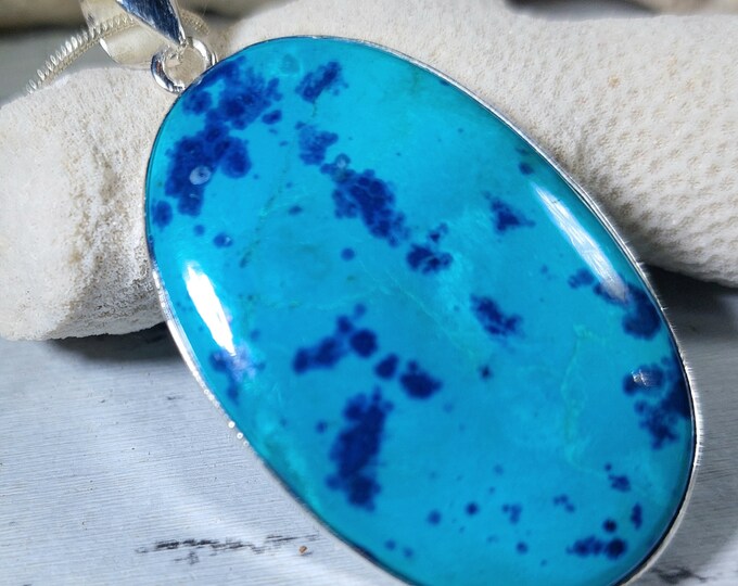 Natural High Quality Shattuckite .925 Sterling Silver Pendant Shattuckite in Sterling Pendant GL26