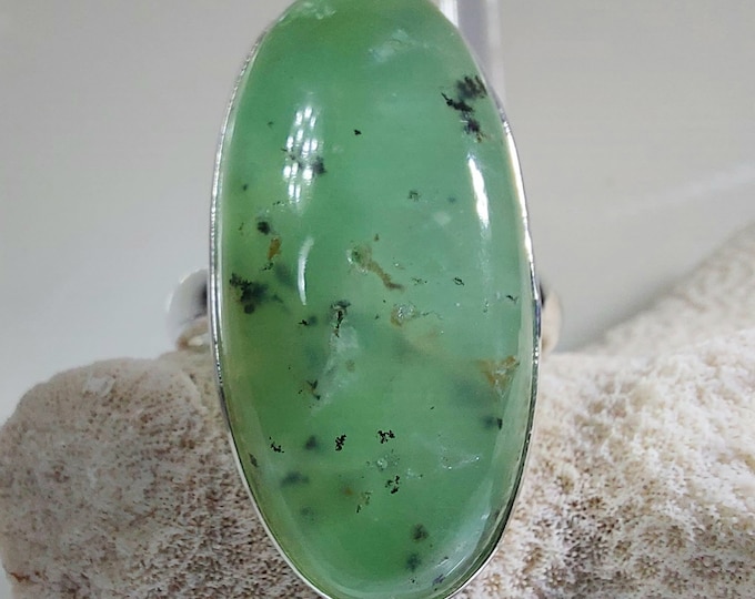 Aquaprase Ring, Aqua Chalcedony Sterling Silver Ring, Aquaprase Sterling Silver Ring, Handmade Ring Size 10, Gift for Her, GV