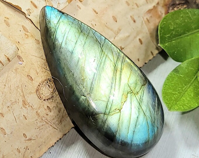 Natural Flashy Multi-Color Labradorite Pear Cabochon 35ct 7 Grams 35mm x 17mm Wire Wrapping, Weaving or Pendant, Collector AC28