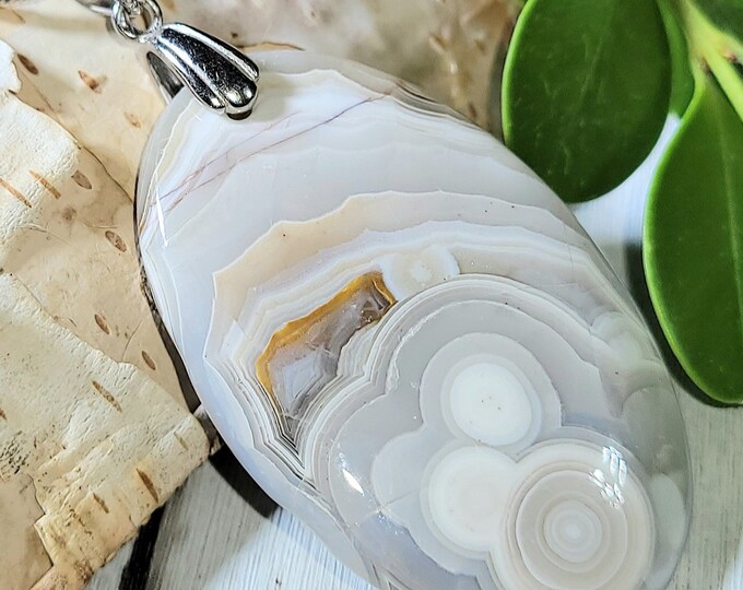 Crazy Lace Agate Pendant, Crazy Lace Agate Sterling Silver Pendant, Statement Agate Pendant, Gift for Her, ES03, Handmade Agate Pendant