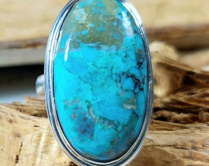 Turquoise Ring, Kingman Arizona Turquoise Ring, Turquoise Sterling Silver Size 7, Gift for Her, Boho Ring, Statement Ring, Handmade Ring