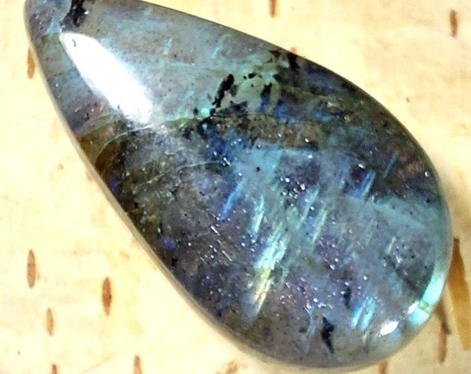 Blue Flash Labradorite Cabochon, Labradorite Pear Cabochon 15ct, Labradorite Cabochon,  Wire Wrapping, Weaving, Pendant, Collector GA12