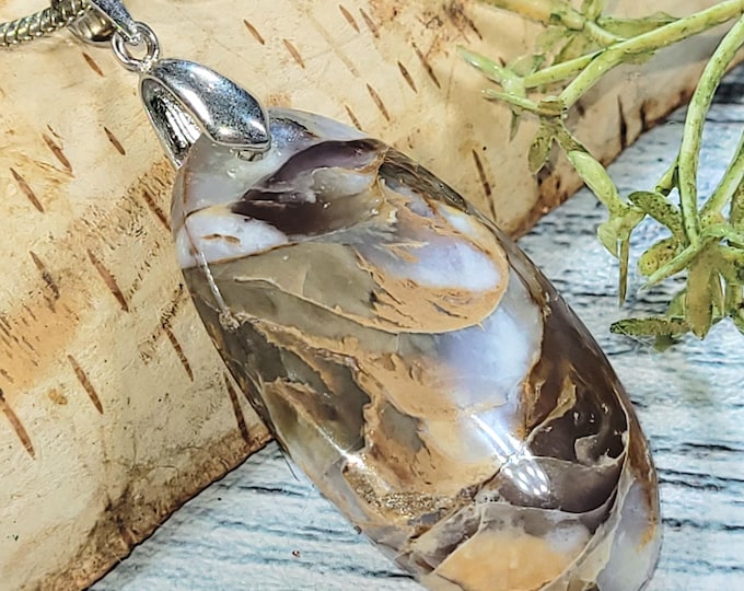 Common Opalized Agate Pendant, Common Opalized Agate Sterling Silver Pendant, Handmade Pendant, Statement Pendant, Gift for Her, HT18