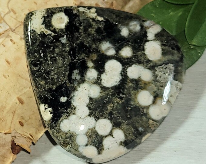 Natural Top Grade Colorful Ocean Jasper Pear Cabochon 45ct 34mm x 30mm Wire Wrapping, Weaving or Pendant, Collector AF09