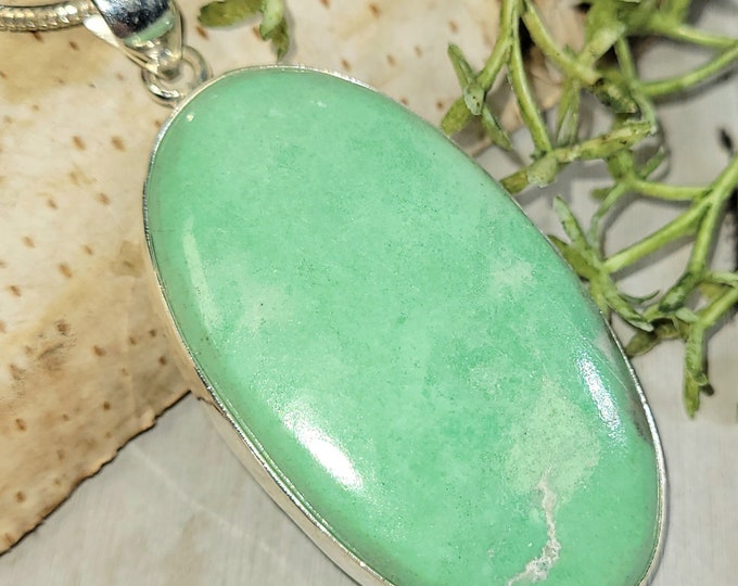 Natural Premium Variscite Pendant, .925 Sterling Silver Pendant, Statement Pendant, Boho Pendant, Quality Natural Stone, HA32