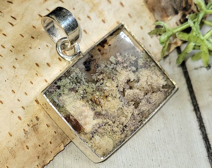 Scenic Moss Agate Pendant, Scenic Moss Agate Sterling Silver Pendant, Premium Moss Agate Pendant, Statement Pendant, HK22, Gift for Her