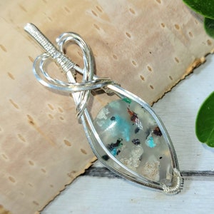Chalcedon Kupfer Anhänger, Chalcedon mit Kupferdraht Gewickelt Anhänger, Sterling Silber Draht Gewickelt Anhänger, Chalcedon mit Kupferdraht Wicklung