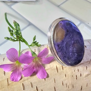 Charoite Ring,.925 Sterling Silver Charoite Ring, Size 9 Charoite Ring, Statement Ring, Gift for Her, Handmade Charoite Ring, HF