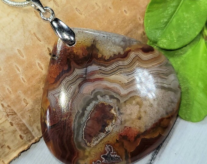 Crazy Lace Agate Pendant, Crazy Lace Agate Sterling Silver Pendant. Multi Color Agate, Statement Pendant, Handmade Pendant, Gift for Her, FC