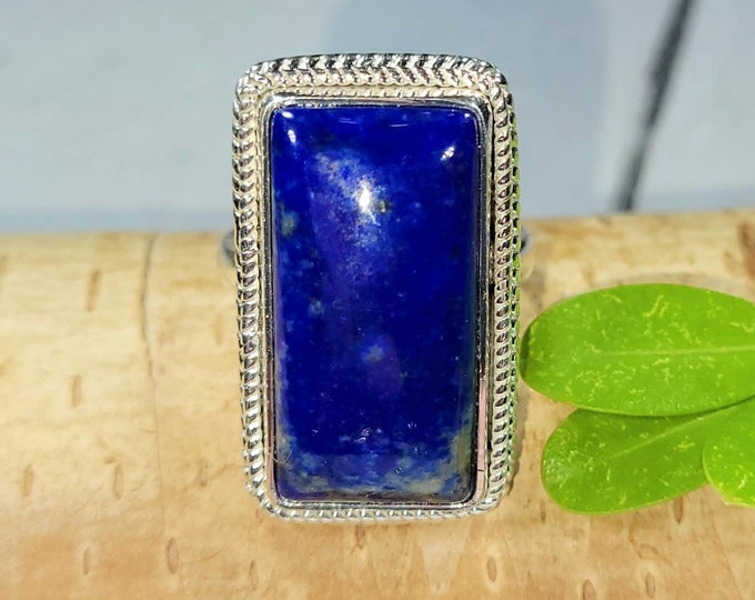 Lapis Lazuli Ring, Lapis Lazuli Sterling Silver Ring, Handmade Lapis Sterling Silver Ring, Size 6.5, Statement Ring, Gift for Her, FH