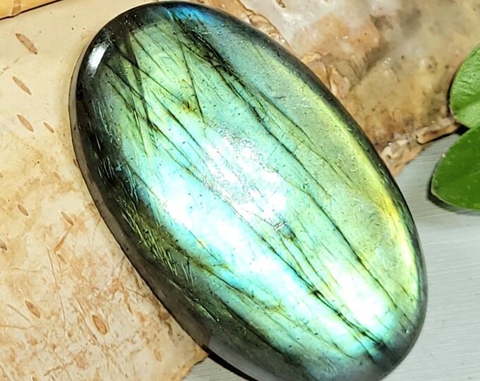 Natural Multi Flash Labradorite Oval Cabochon 40ct 8 Grams 33mm x 20mm Wire Wrapping, Weaving or Pendant, Collector AT12