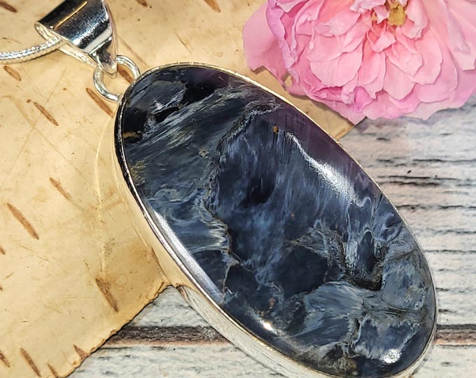 Handmade Pietersite Sterling Silver Pendant: Statement Jewelry, JV07