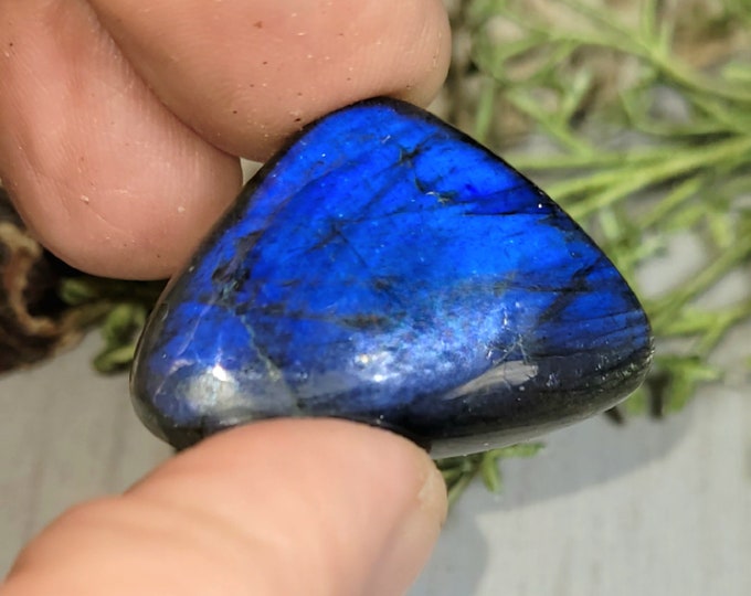Labradorite Cabochon, Pear Labradorite Cabochon, 47ct, Blue Labradorite Cabochon, Wire Wrapping, Weaving, Pendant, Gift for Her, HK03