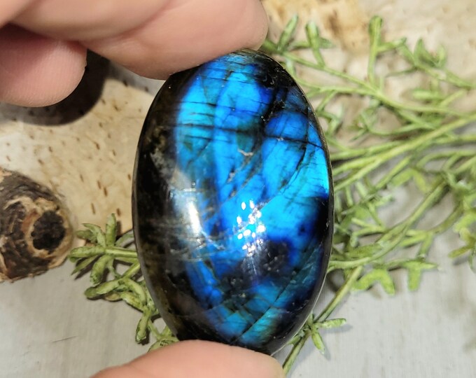 Labradorite Cabochon, Labradorite Oval Cabochon, 79.50ct, Blue Labradorite Cabochon, Wire Wrapping, Weaving, Pendant, Gift for Her, HK02