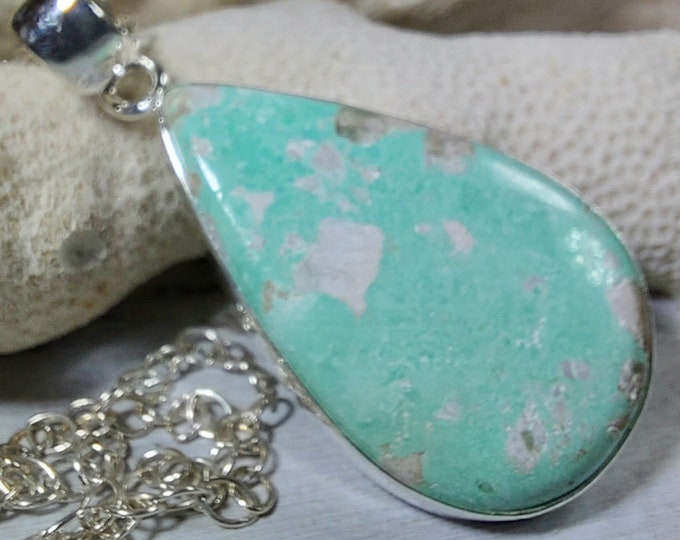 Natural Premium Variscite Pendant, .925 Sterling Silver Pendant, Statement Pendant, Boho Pendant, Quality Natural Stone, GN
